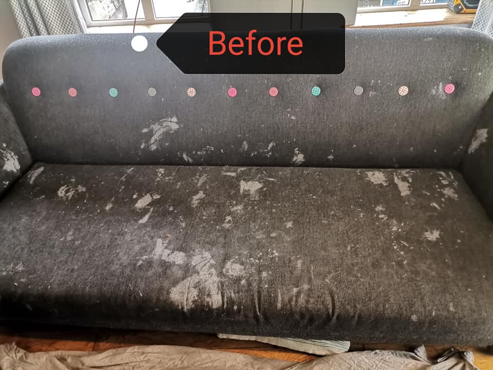 dirty sofa before cleaning company cork